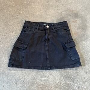 Reserved Cargo Denim Skirt Size 10 Youth Black Dark Summer Beach Waist 24